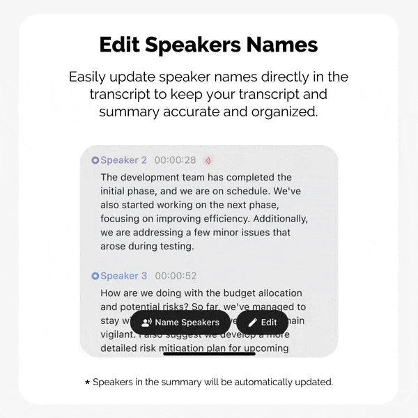 Plaud note edit speaker names