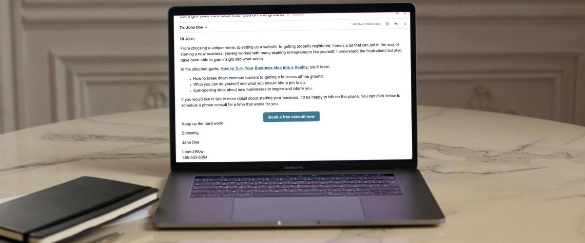 Business email example
