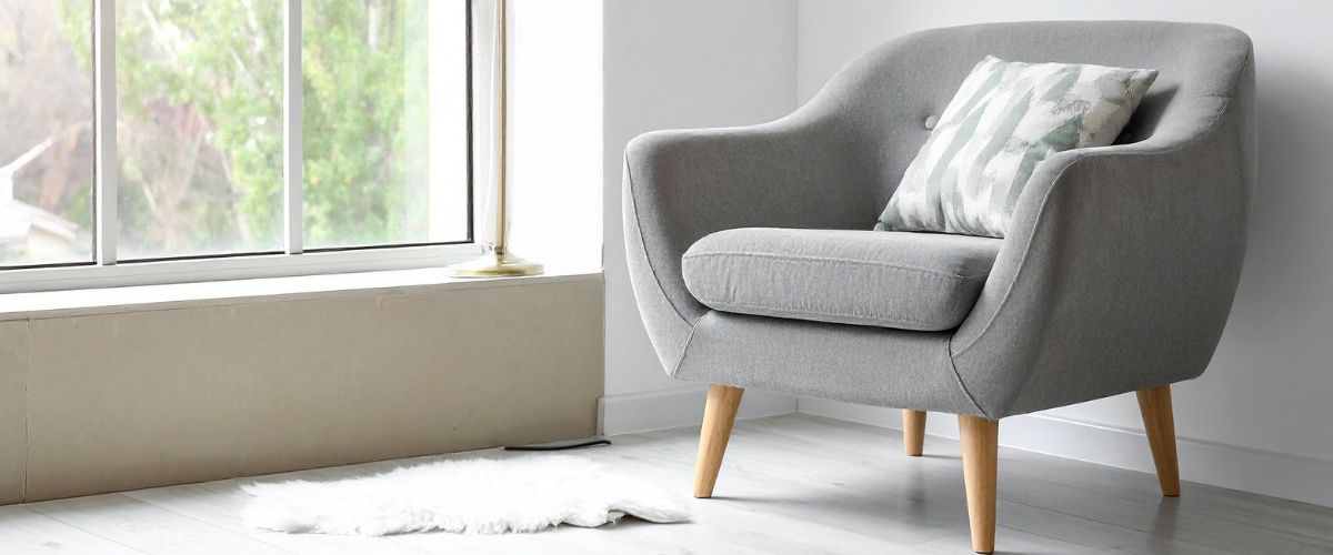 Grey armchair with cushion