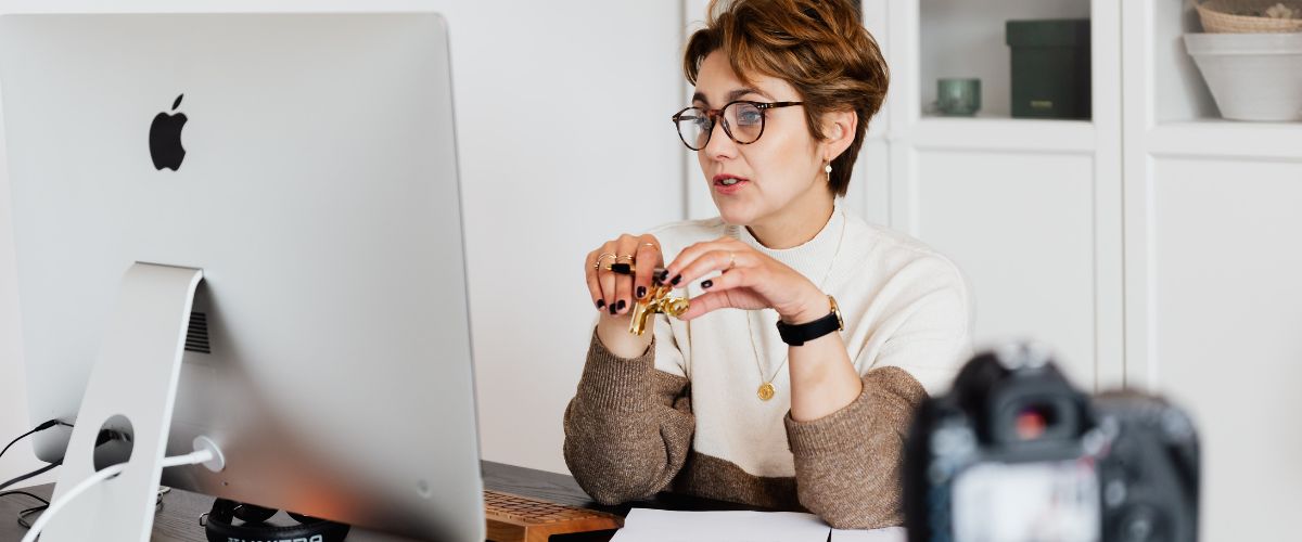 Lady hosting webinar