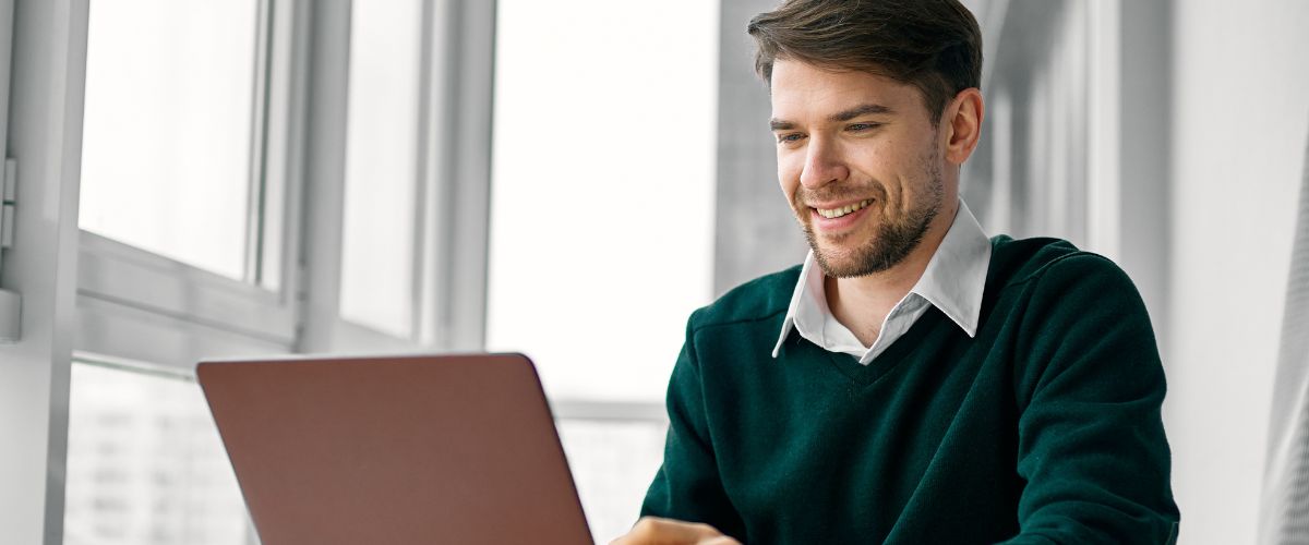 Man checking his laptop