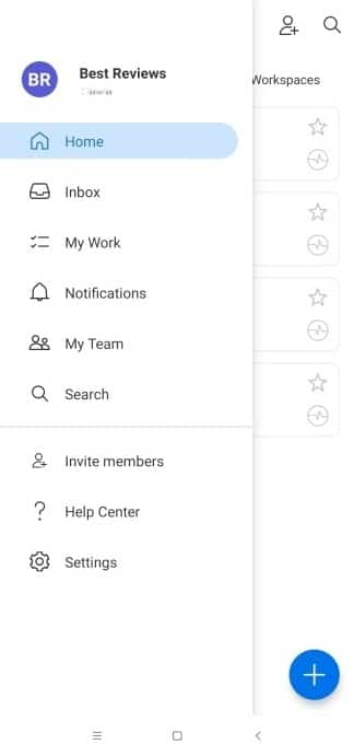monday.com mobile app menu