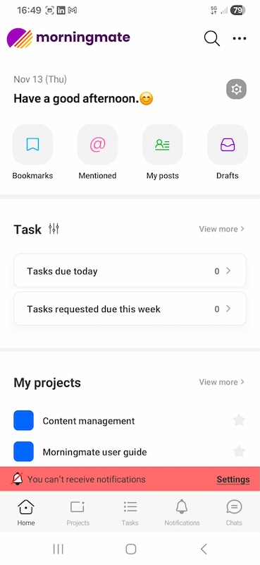 Morningmate Mobile App Dashboard