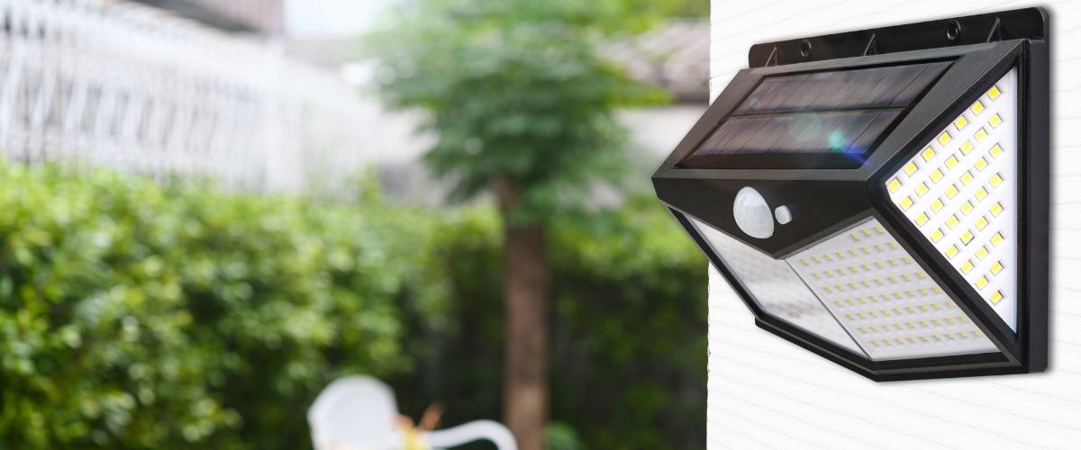 Outdoor walkway with motion sensor