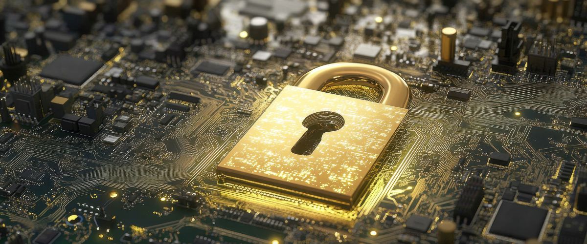 Padlock on circuit board