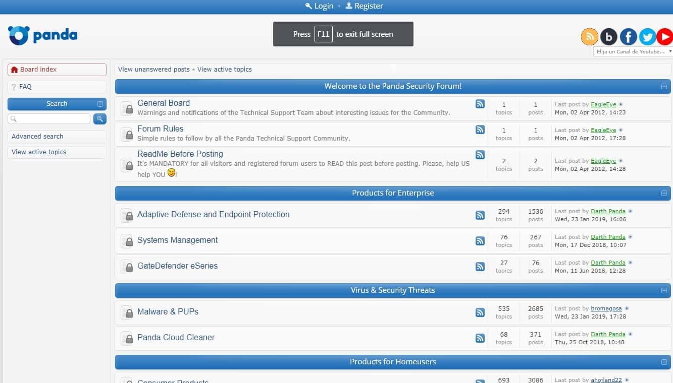 Forum for Panda Free Antivirus