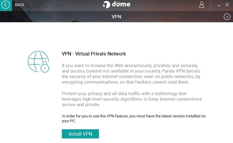Installing VPN in Panda Free Antivirus