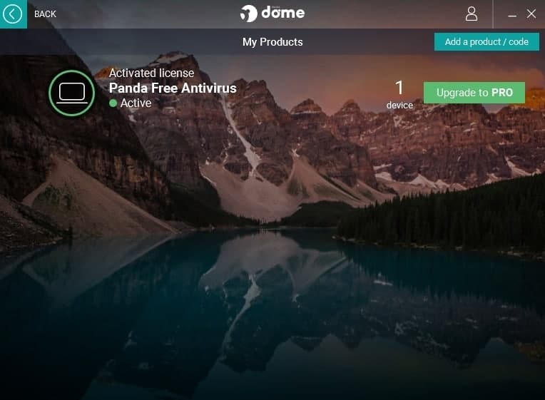 Interface of Panda Free Antivirus