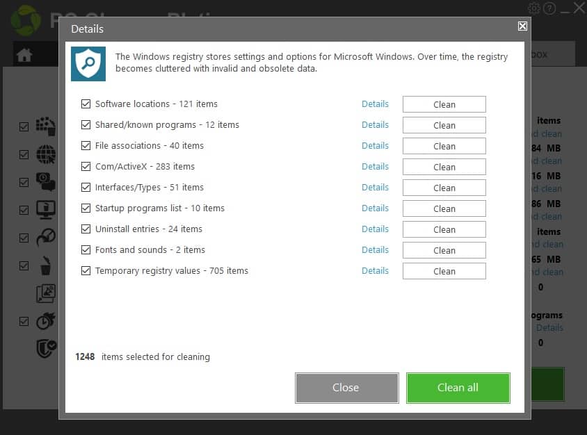 PC HelpSoft PC Cleaner scan log