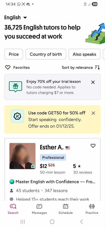 Preply Mobile App Interface