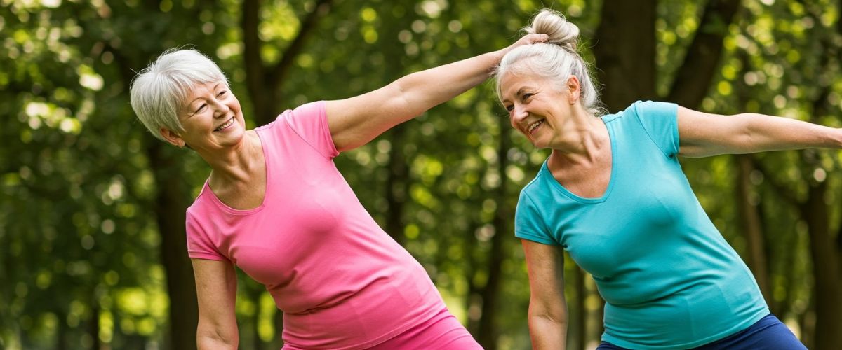 Seniors exercising together
