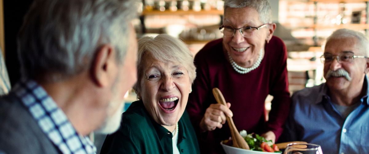 Seniors having lunch
