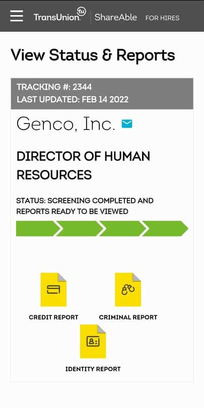 ShareAble For Hires mobile dashboard