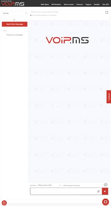 VoIP.ms mobile dashboard