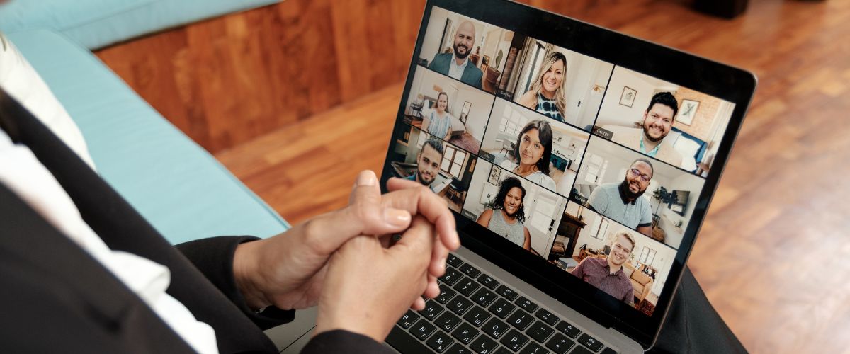 Woman attending evergreen webinar