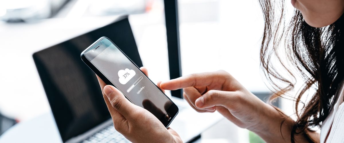 Woman uploading images