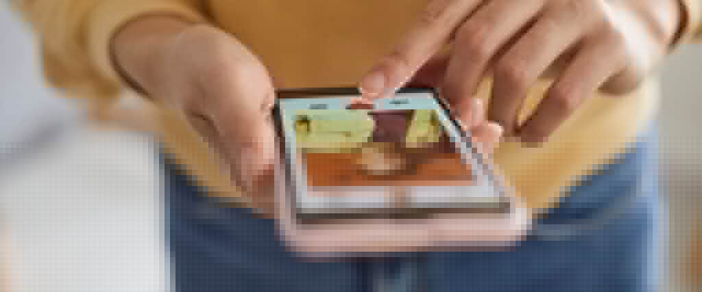 Woman using dating app