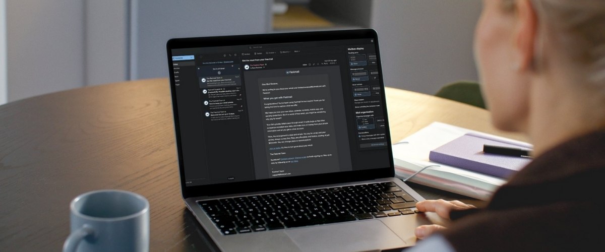 Woman using FastMail