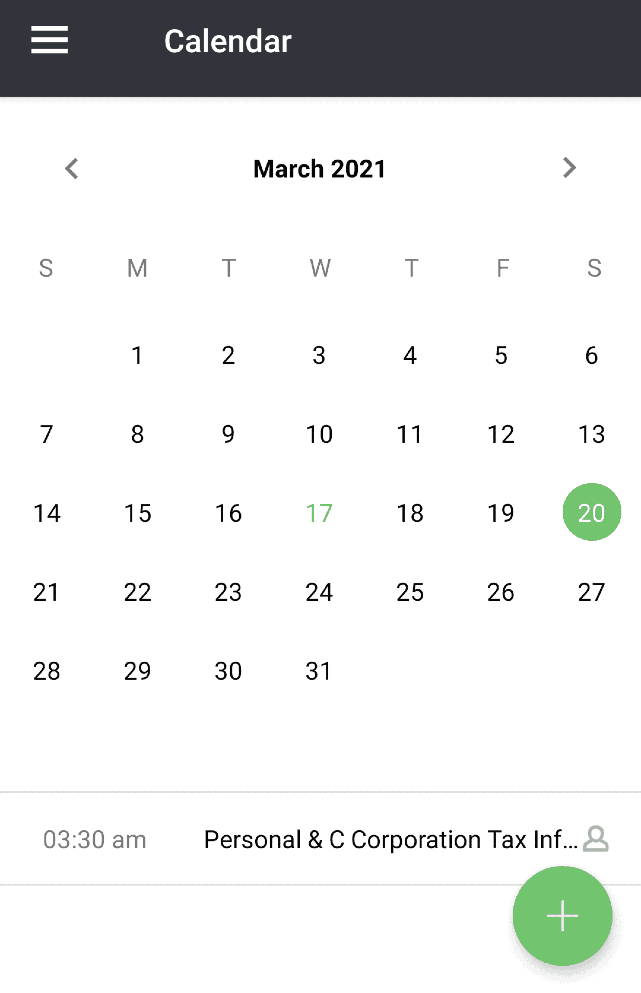 1-800Accountant mobile calendar