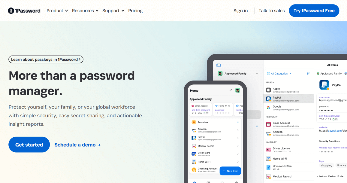 1Password homepage