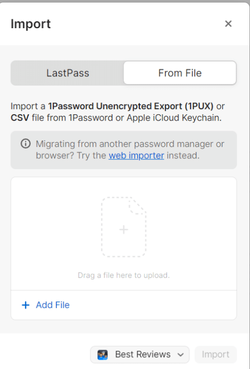 1Password import data