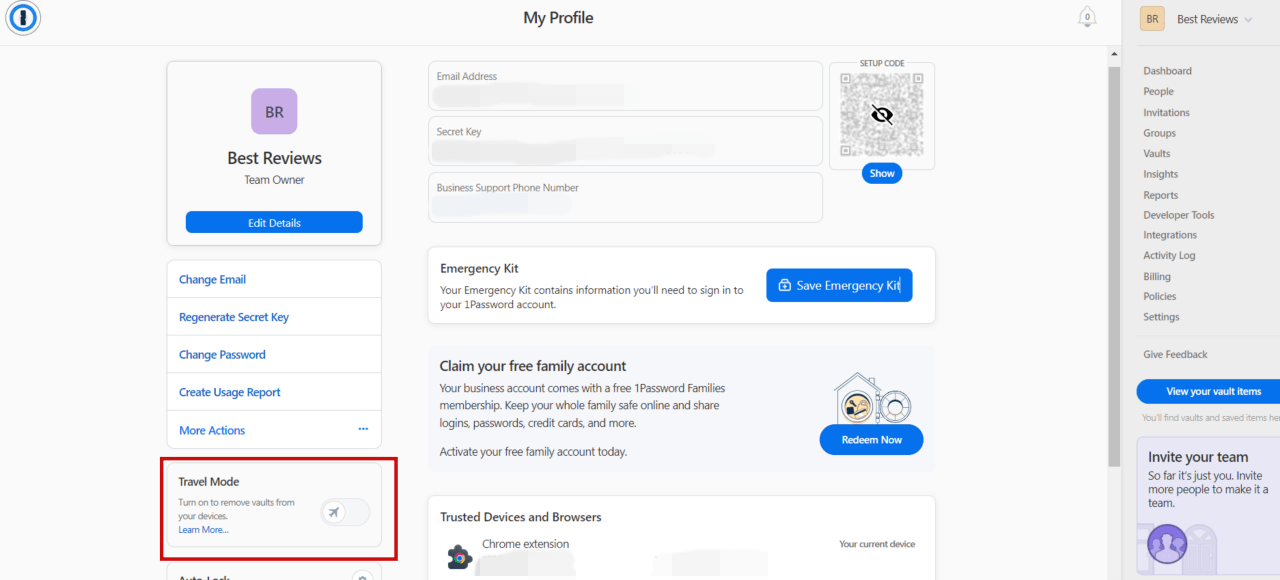 1Password travel mode