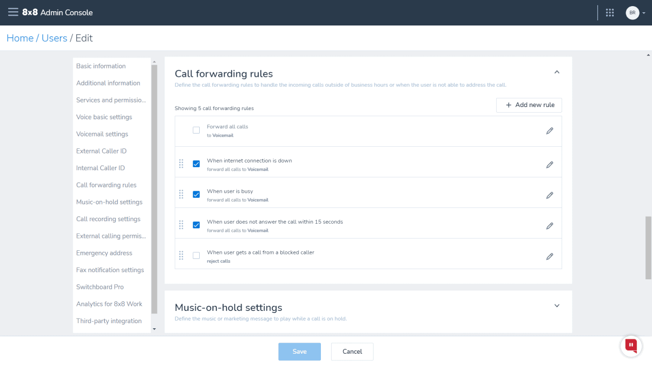 8x8 call forwarding rules