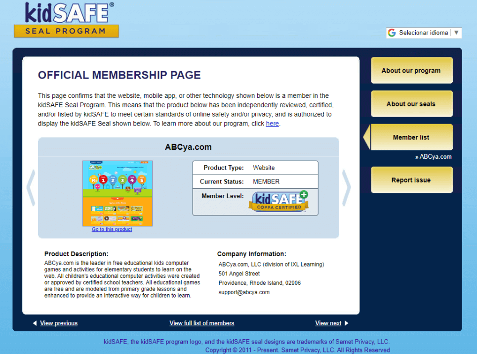 ABCya COPPA certification