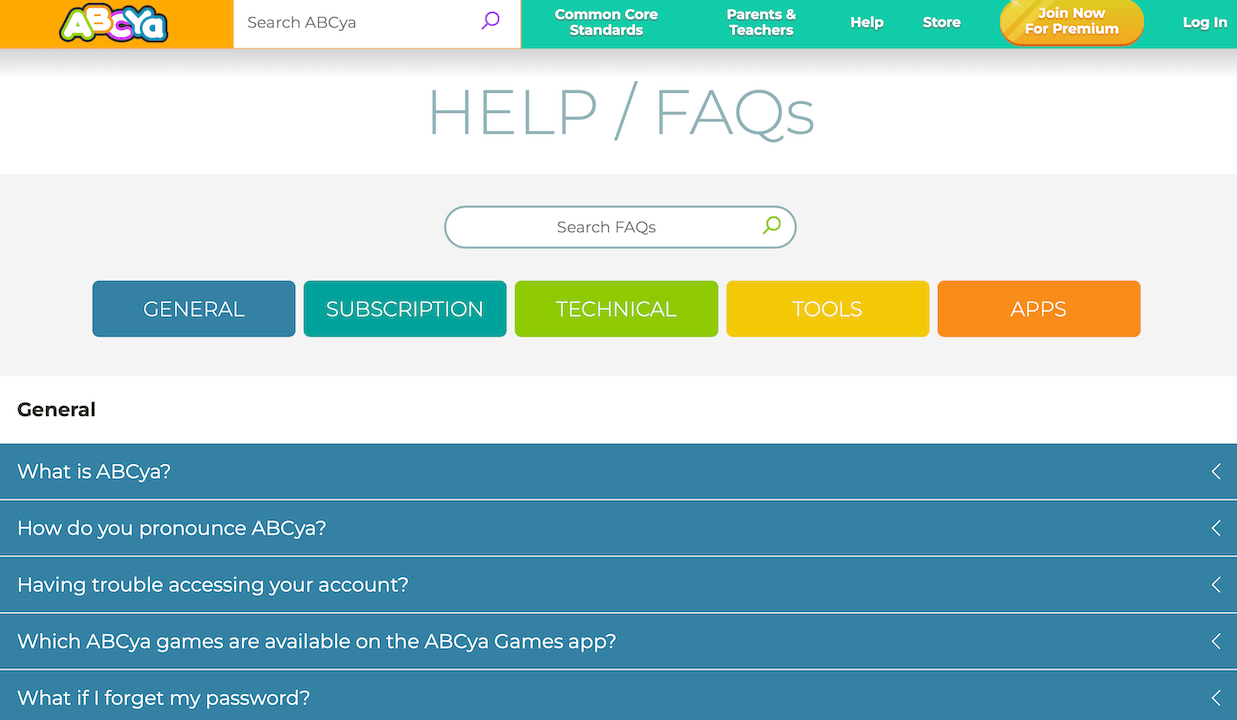 ABCya help page