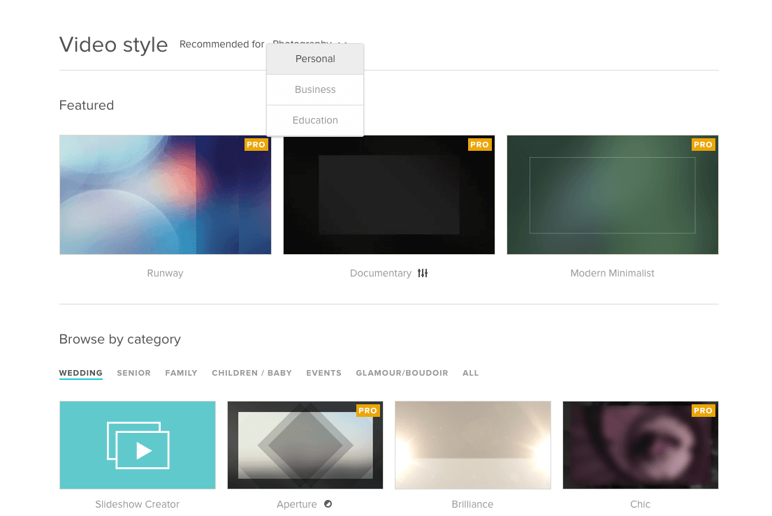 Animoto slideshow templates