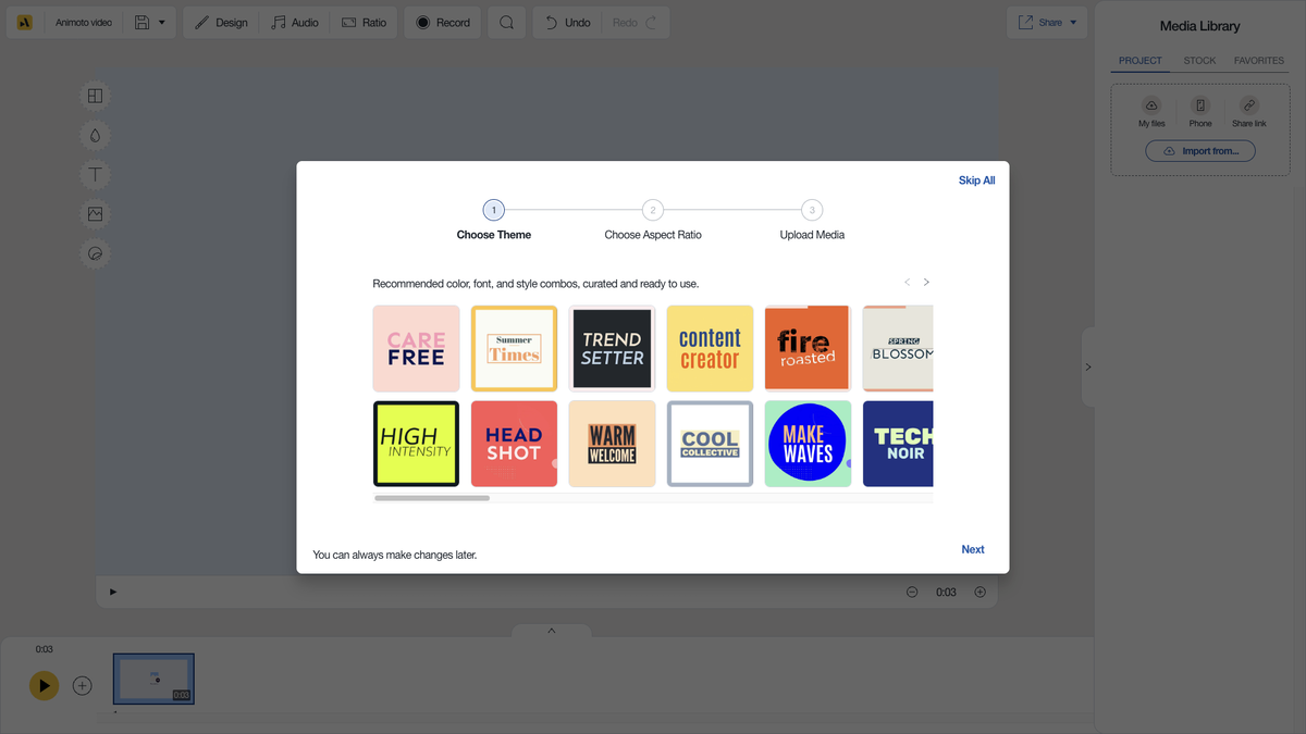 Animoto start from scratch