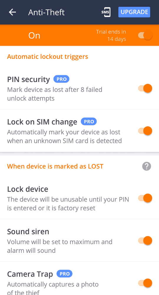 Avast Free Antivirus android anti theft