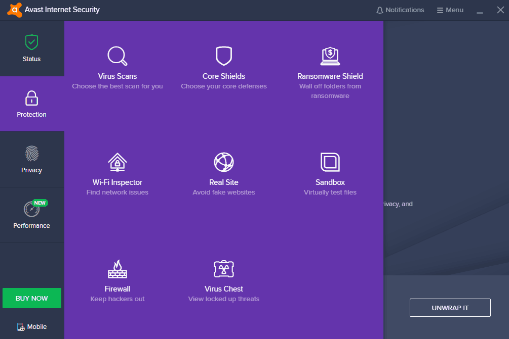 Avast Internet Security protection features