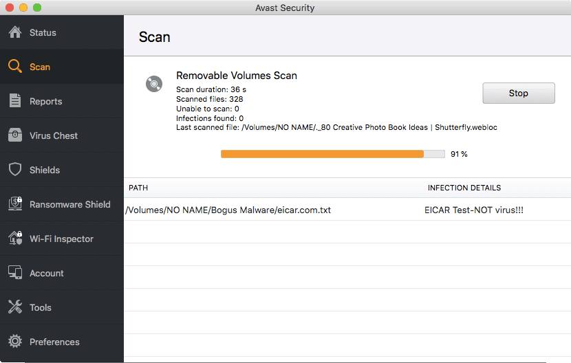 Avast Security for Mac removable drive scanning