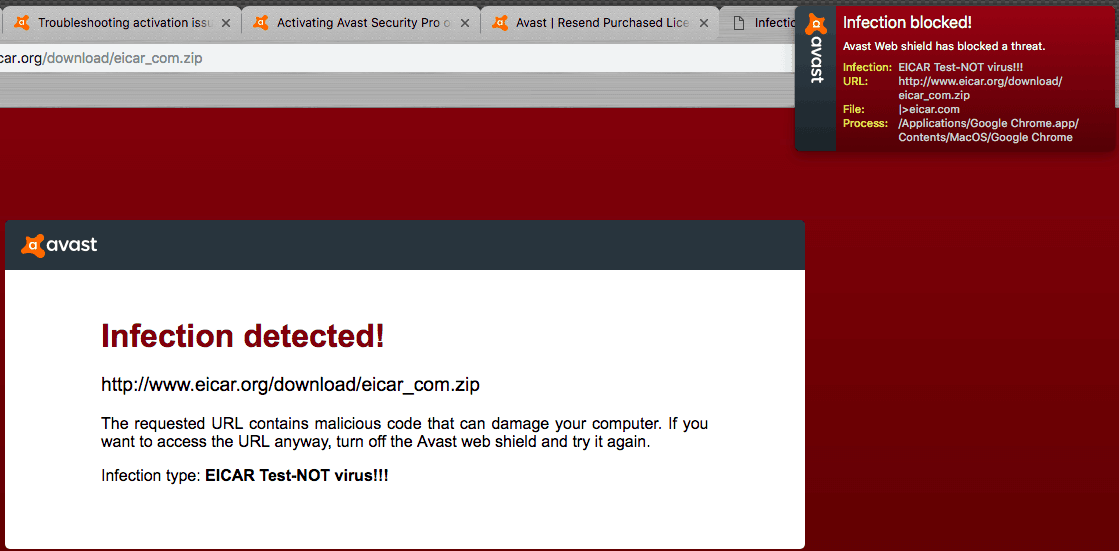 Avast Security for Mac web shield