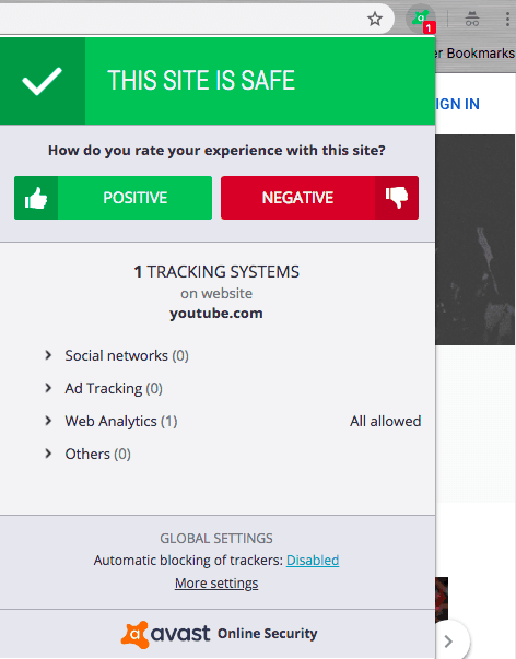 Avast Security for Mac online security addon