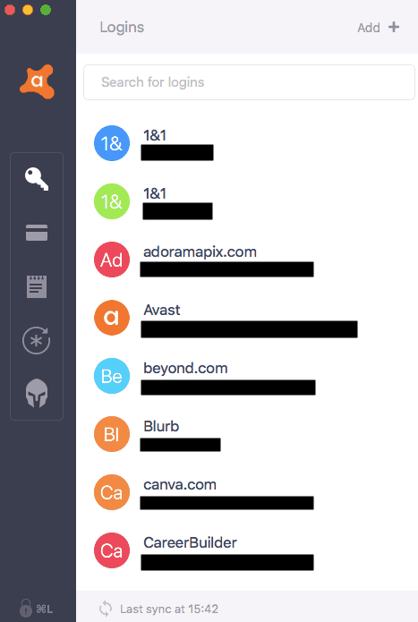 Avast Security for Mac password manager