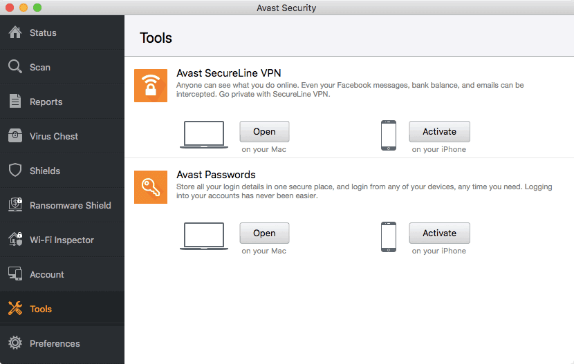 Avast Security for Mac software installer