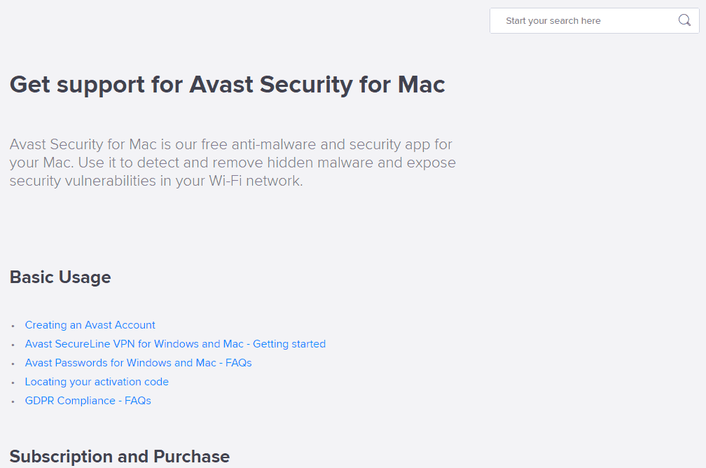 Avast Security for Mac support faq