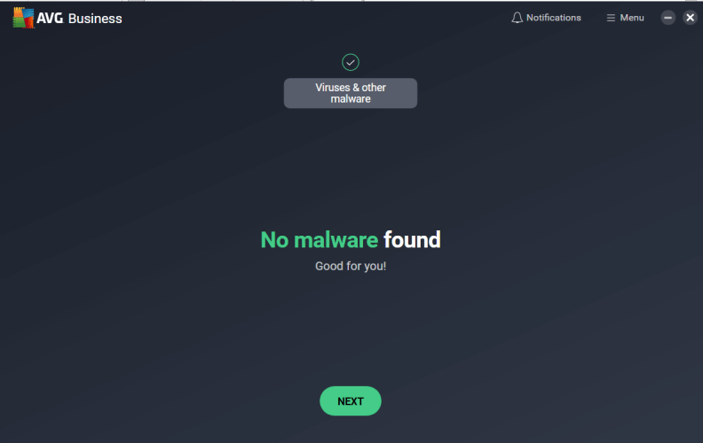 AVG business scan complete