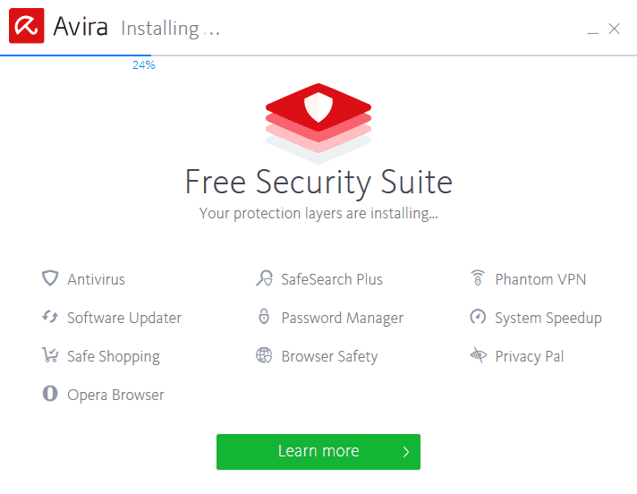 Avira Free Antivirus installation process