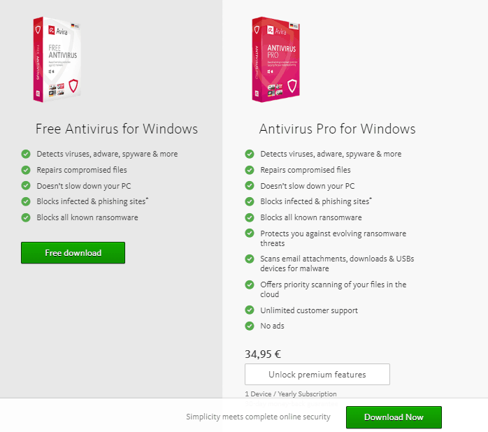 Avira Free Antivirus prices