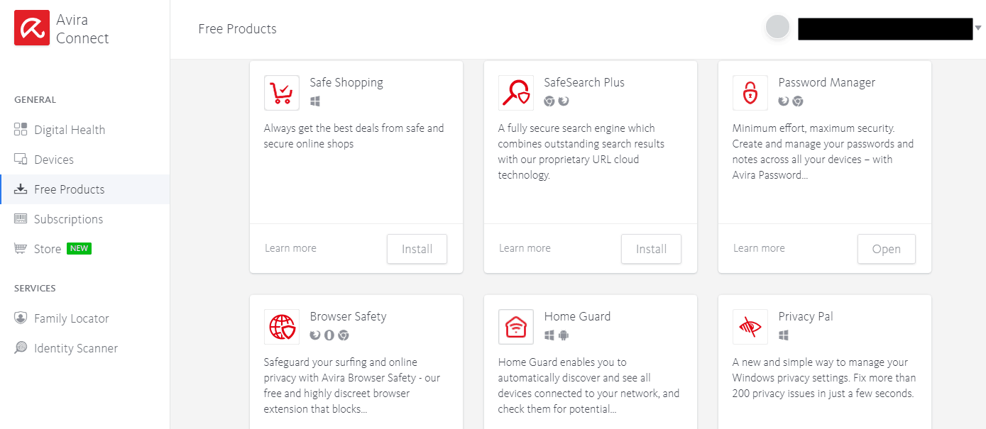 The Avira Connect account