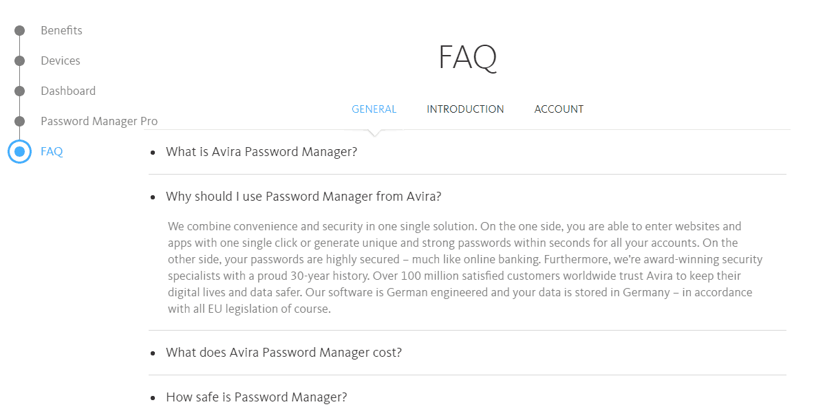 FAQ for Avira Password Manager