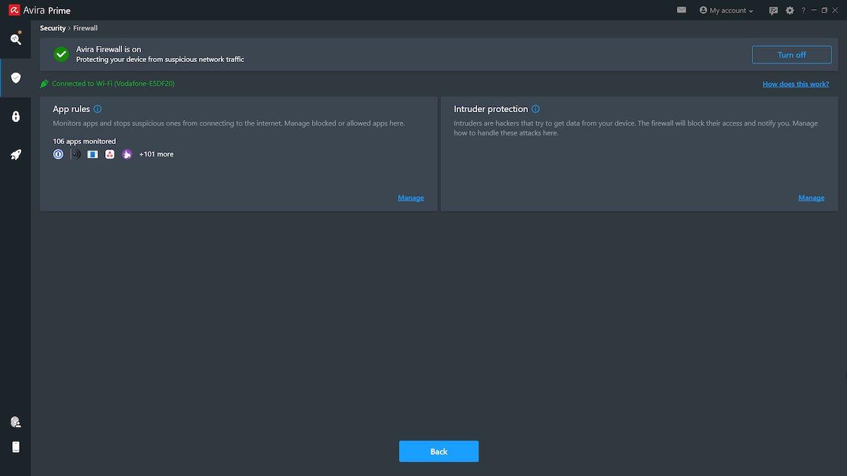 Avira Prime firewall