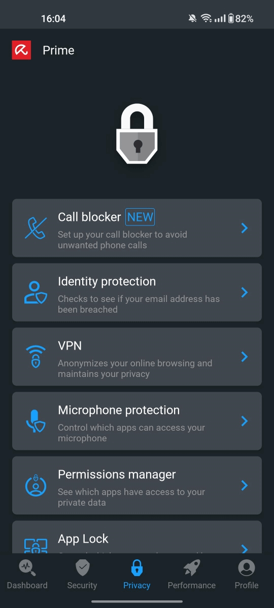 Avira Prime mobile privacy features