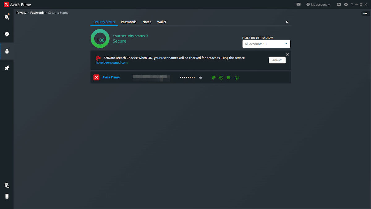 Avira Prime password manager pro