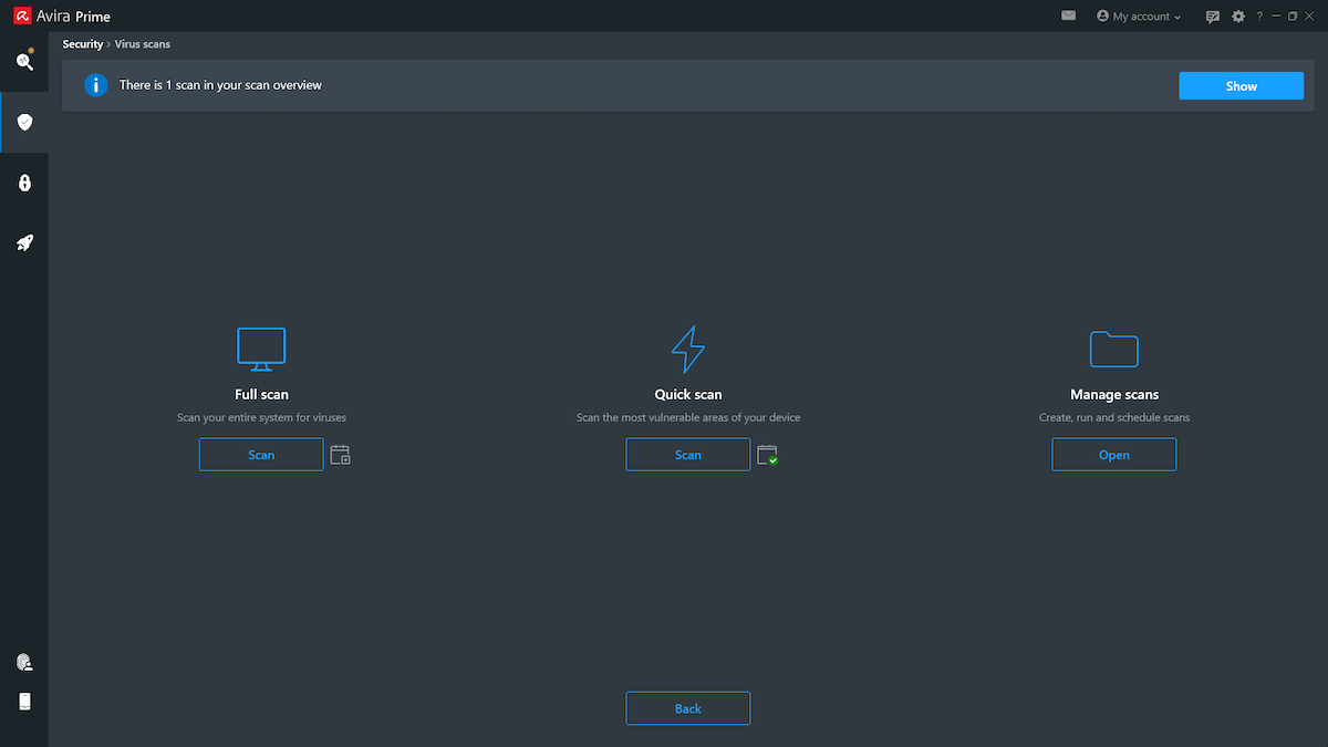 Avira Prime scan type
