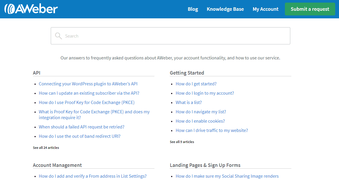 AWeber knowledge base