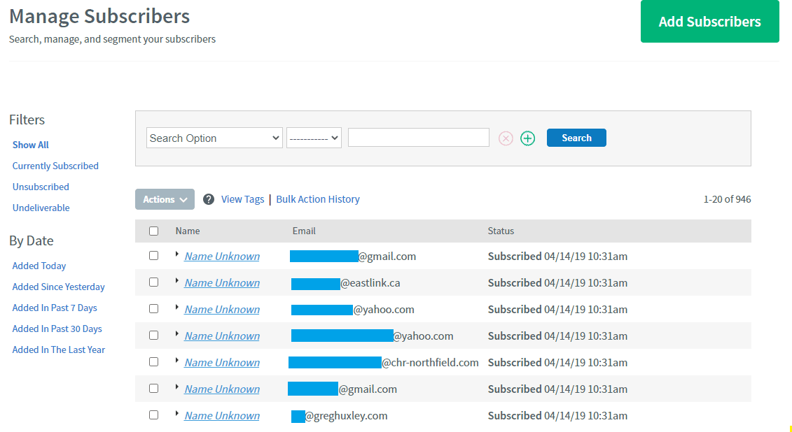 aWeber manage subscribers